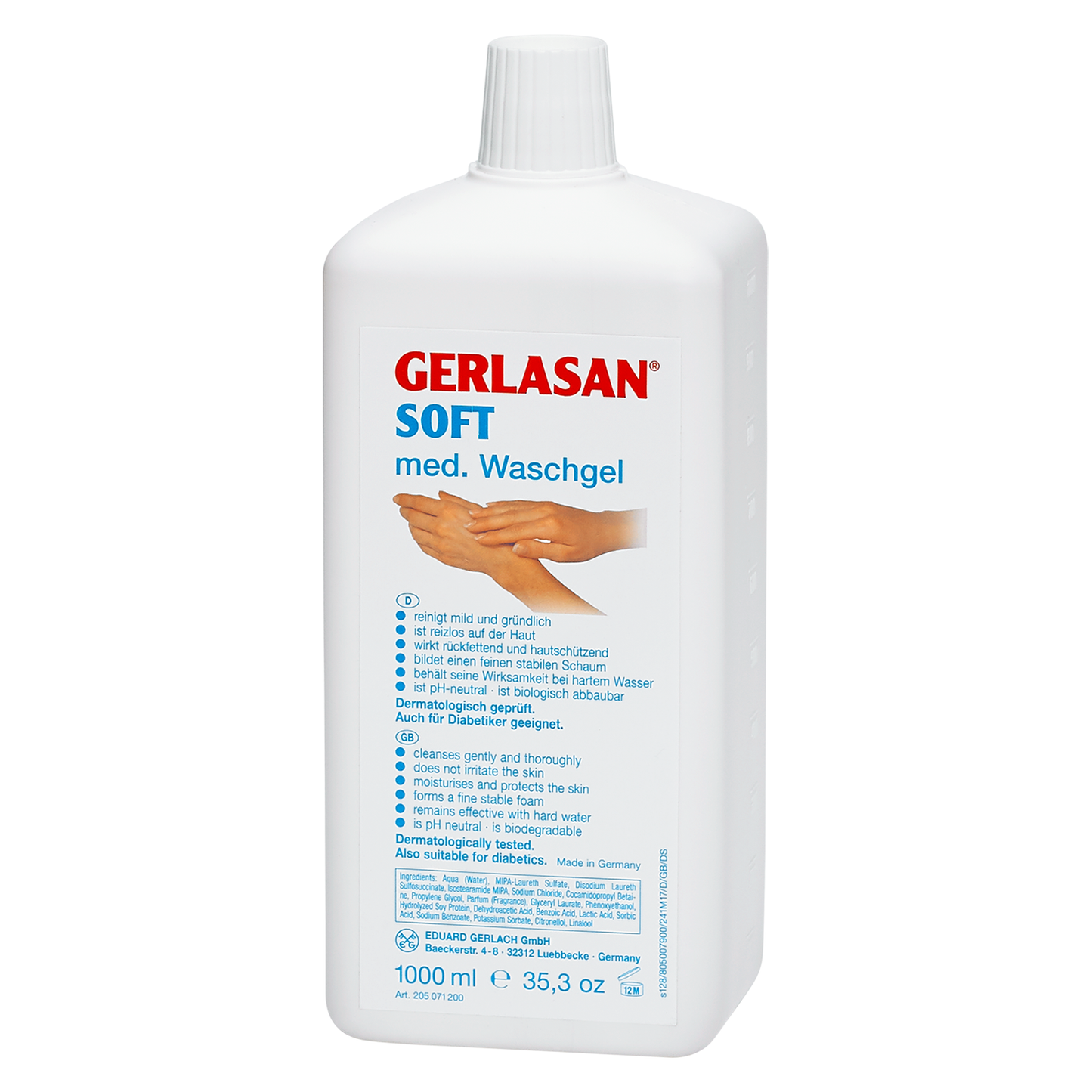 Gerlasan Soft Hands Wash Gel 1000 Ml 35.3 Oz